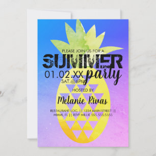 Invitation Anniversaire coloré de l'été Beach Party Ananas