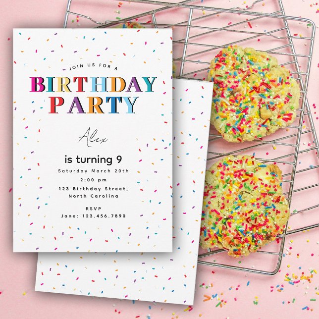 Invitation Anniversaire coloré Fête Confetti Anniversaire (Colorful Birthday Party Confetti Birthday Invitation)