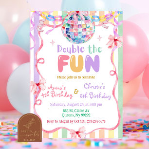 Invitation Anniversaire coloré pastel fantaisie double plaisi