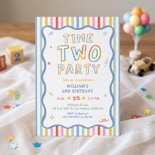 Invitation anniversaire colorée Time Two Party