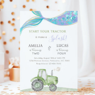 Invitation Anniversaire commun du tracteur vert et de la sirè
