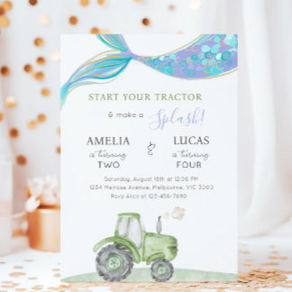 Invitation Anniversaire commun du tracteur vert et de la sirè