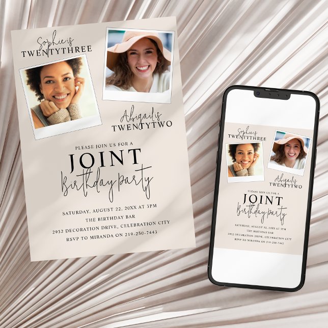 Invitation Anniversaire Commune | 2 Photos (Créateur téléchargé)