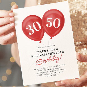Invitation anniversaire commune adulte Ballon Roug
