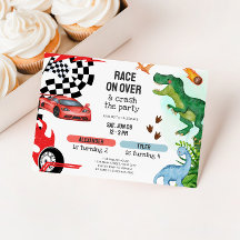 Anniversaire conjoint de dinosaures et de voitures