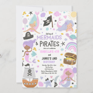 Invitation Anniversaire conjoint de frère et soeur pirate et