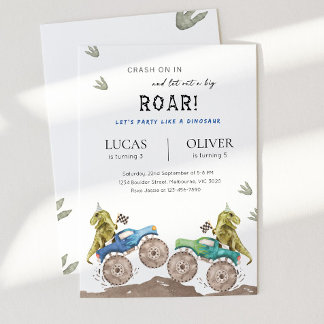 Invitation Anniversaire conjoint de frères et sœurs Monster T