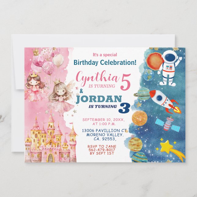 Invitation Anniversaire conjoint de la princesse soeur et de  (Devant)