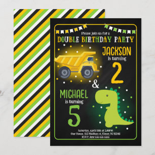 Invitation Anniversaire conjoint frère dinosaure camion de co