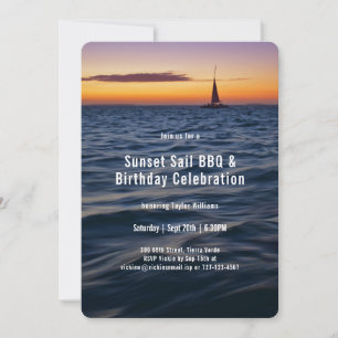 Invitation Anniversaire Contemporain Voile Couché de Soleil