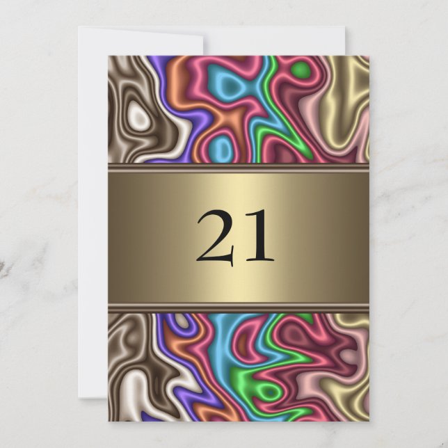 Invitation Anniversaire Couleurs Abstraites Faux S (Devant)