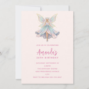 Invitation Anniversaire Couleurs Pastel de Fée Ange Magique