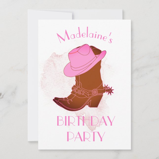 Invitation Anniversaire Cowboy Pink Party (Devant)