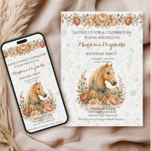 Invitation Anniversaire Cowgirl Blue