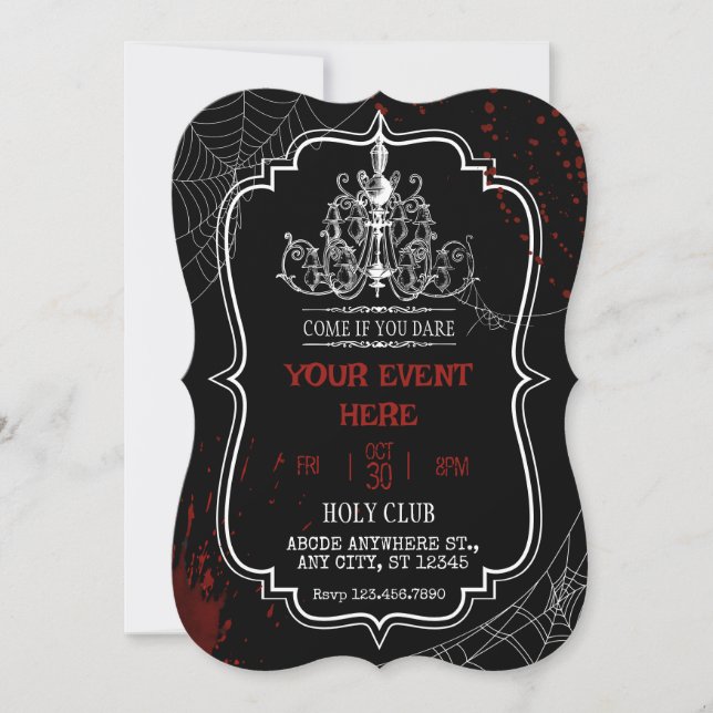 Invitation Anniversaire creepy gothique Halloween  (Devant)