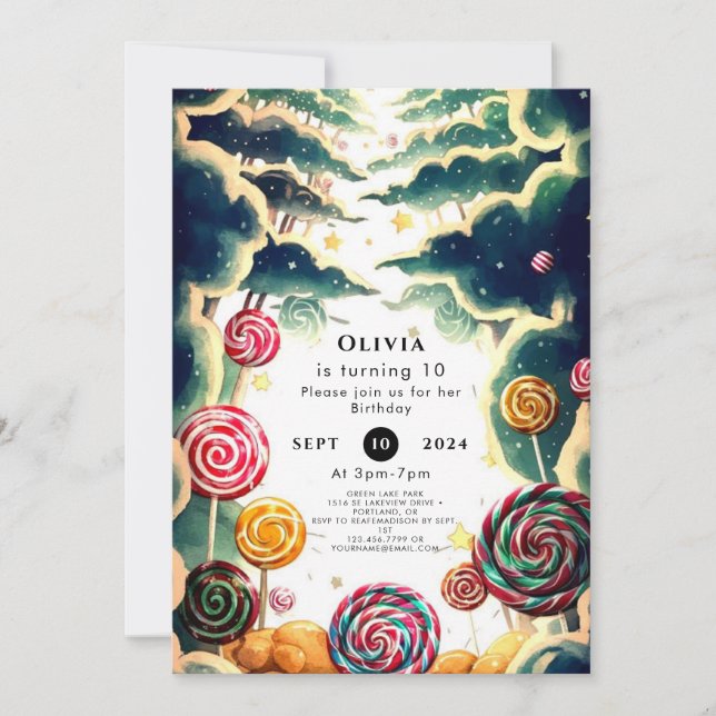 Invitation Anniversaire Cute Candyland (Devant)