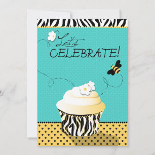 Invitation Anniversaire d'abeille et de petit gâteau