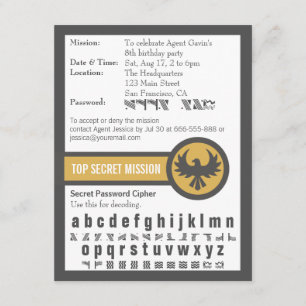 Invitation Anniversaire d'Agent Secret Mot de Passe