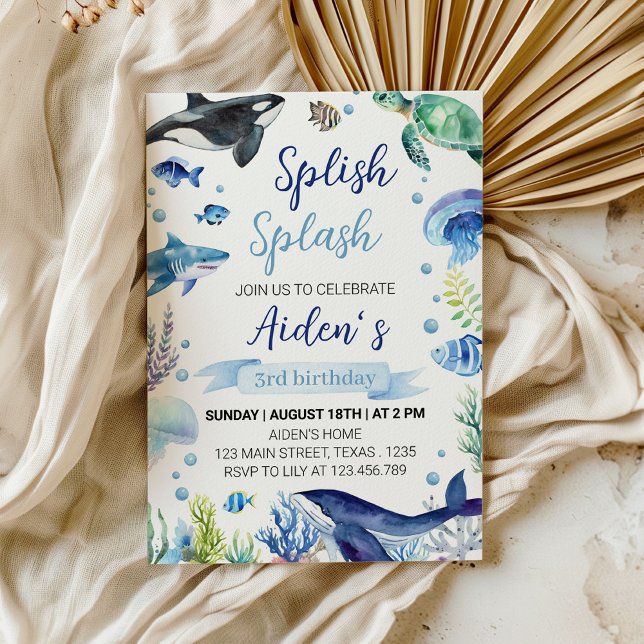 Invitation Anniversaire D'Animal Océanique Sous La (Créateur téléchargé)