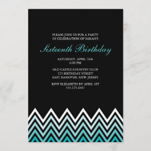 Invitation Anniversaire d'Aqua Ombre Chevrons