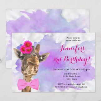 Invitation Anniversaire d'aquarelle animale de jungle de
