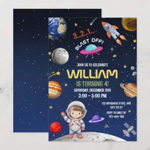 Invitation Anniversaire d'astronaute Décollage de la galaxie 