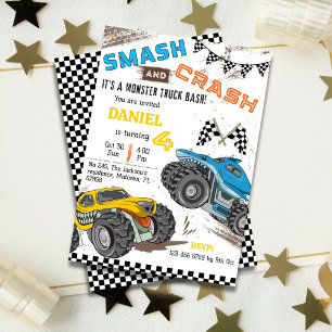 Invitation Anniversaire de 4 ans d'un enfant moderne cool ave