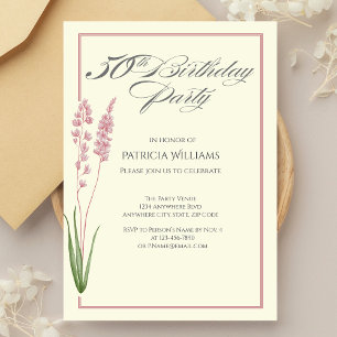 Invitation Anniversaire de 50 ans de la femme aux fleurs sauv