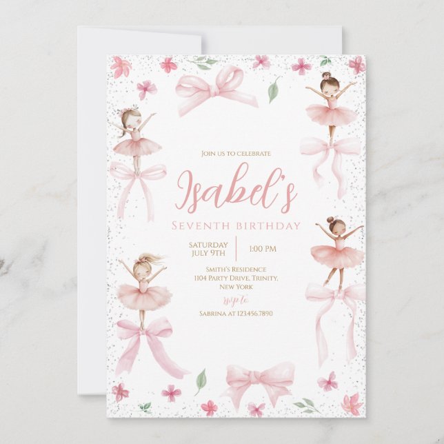Invitation Anniversaire de Ballerina (Devant)