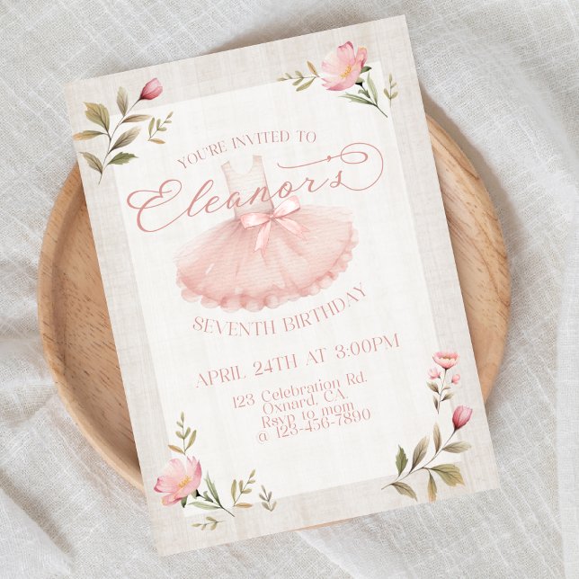 Invitation Anniversaire de Ballerina, Tutu, Tutu rose, Annive (Créateur téléchargé)
