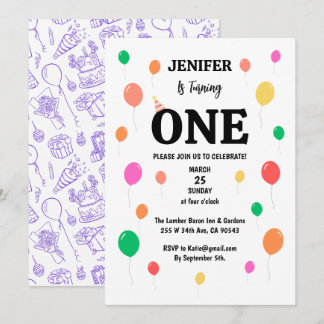 Invitation anniversaire de ballon coloré joyeux
