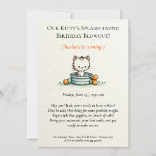 Invitation anniversaire de bébé chatte fantaisiste
