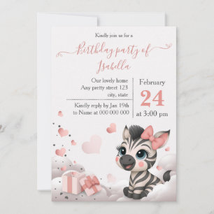 Invitation Anniversaire de bébé zèbre adorable