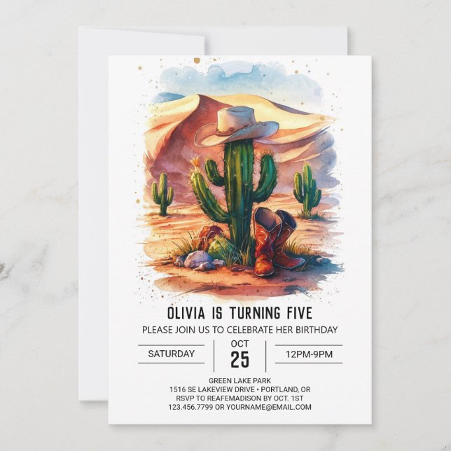 Invitation Anniversaire de Boho Cowboy simple (Devant)