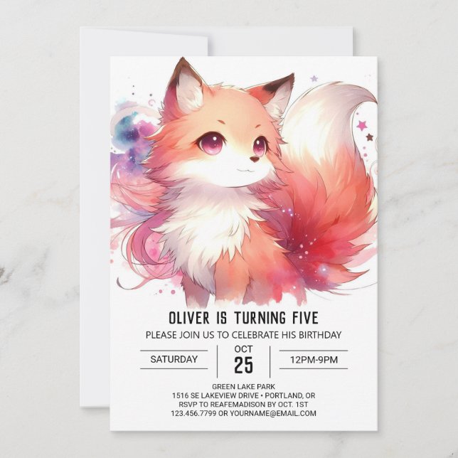 Invitation Anniversaire de Boho Fox (Devant)