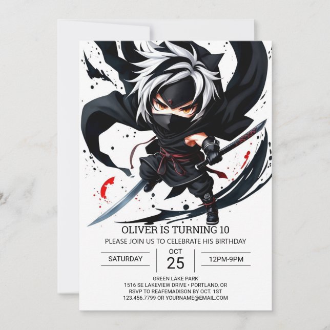 Invitation Anniversaire de Boho Ninja Sword (Devant)