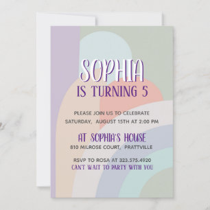 Invitation Anniversaire de Boho Pastel Rainbow