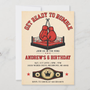 Invitation Anniversaire de boxe rétro personnel