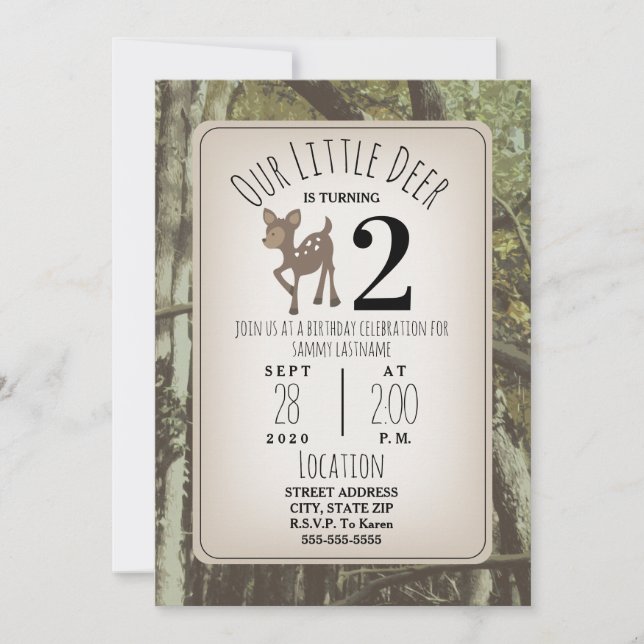 Invitation Anniversaire de Camo Deer (Devant)