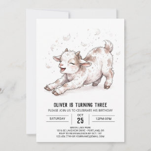 Invitation Anniversaire de Chèvre Bébé Crème