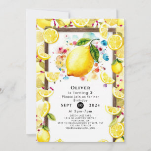 Invitation Anniversaire de citron mignon personnalisé