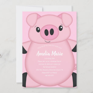 Invitation Anniversaire de Cochon Rose