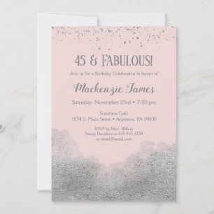 Invitation Anniversaire de Confetti en argent rose