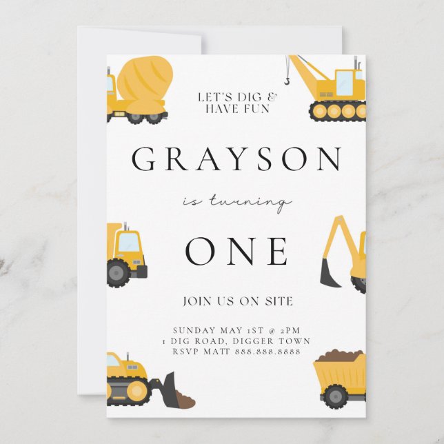 Invitation Anniversaire De Construction Pour Enfan (Devant)