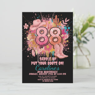 Invitation Anniversaire de Cowgirl Occidental Rustique Rose B
