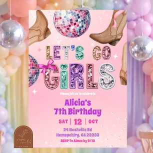 Invitation anniversaire de cowgirl paillettes scintillantes