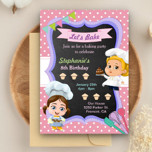 Invitation anniversaire de cuisine pour filles mig
