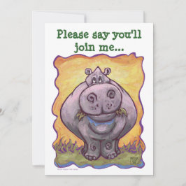 Invitation Anniversaire de Cute Hippopotamus