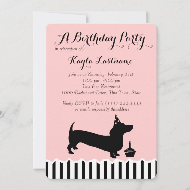 Invitation Anniversaire de Dachshund (Devant)