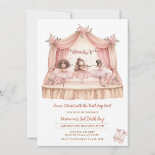 Invitation Anniversaire de danse et de pirouette de ballerine